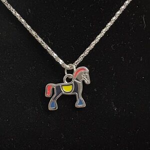 Upcycled and Stamped Necklace with Iconic Horse Charm.